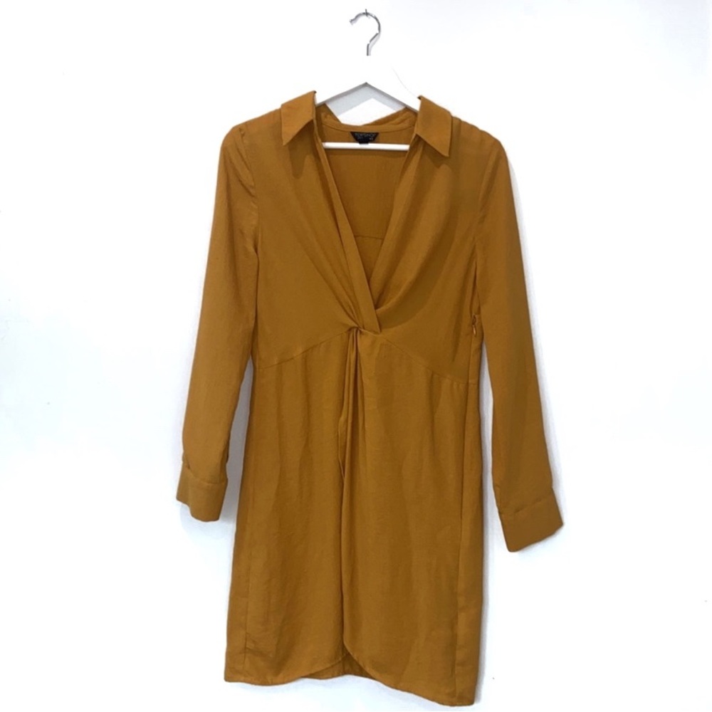 TOPSHOP Mustard Collared Mini Dress
